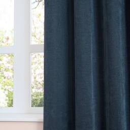 Furn Soft Chenille Blackout Eyelet Curtain Pair in Navy - Size: 117 cm width x 183 cm drop - thumbnail 4