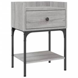 Berkfield Home Bedside Table Grey Sonoma 40.5x31x60 cm Engineered Wood - thumbnail 1