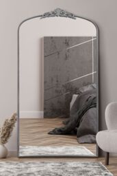 "MirrorOutlet Silver Metal Framed Arched Wall Mirror 68"" X 38"" (174CM X 96CM) - Size: 1 Pack" - thumbnail 1
