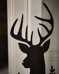 Dibor Traditional Highland Fireplace Guard Stag Head Fire Screen Guard H68cm x W53cm in Black - thumbnail 4