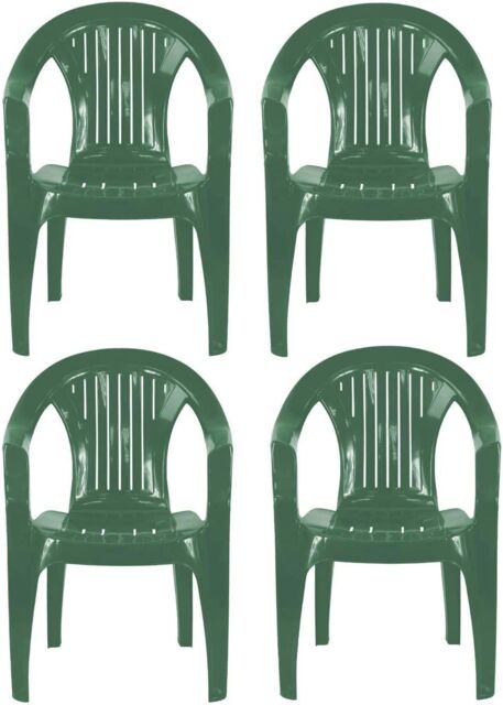 simpa Solana Plastic Patio & Garden Chairs - Set of 4 in Green - image 1