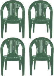 simpa Solana Plastic Patio & Garden Chairs - Set of 4 in Green - thumbnail 1