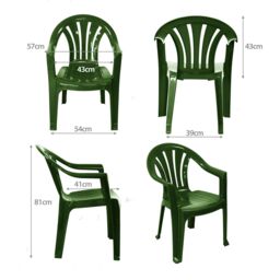 simpa Solana Plastic Patio & Garden Chairs - Set of 4 in Green - thumbnail 7