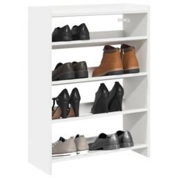 Berkfield Home Shoe Rack White 60x25x81 cm Engineered Wood - Size: 60 x 25 x 81 cm - thumbnail 1
