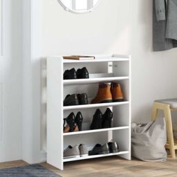 Berkfield Home Shoe Rack White 60x25x81 cm Engineered Wood - Size: 60 x 25 x 81 cm - thumbnail 3