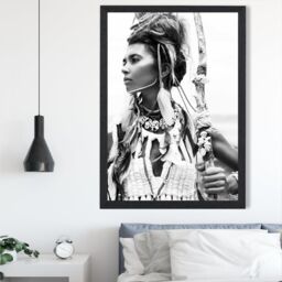 ARTZE Warrior Woman Fashion Black & White Photo Framed Print SIZE: A4 with Black Frame - thumbnail 2
