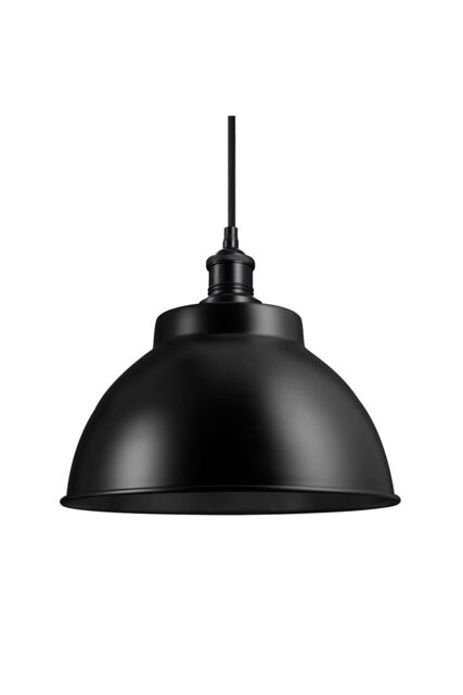 Industville Brooklyn Dome Pendant, 13 Inch, Black, Black Holder - image 1