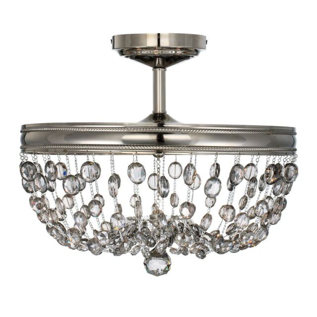 Loops 3 Bulb Semi Flush Light Highly Polished Nickel Finish LED E14 60W Bulb in Metallics - image 1