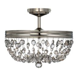 Loops 3 Bulb Semi Flush Light Highly Polished Nickel Finish LED E14 60W Bulb in Metallics - thumbnail 1