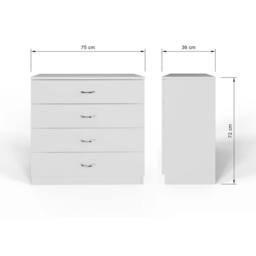 KORVIXA 4 Drawer Chest Of Drawers Matt White Scratch - Size: 100 cm x 100 cm - thumbnail 2