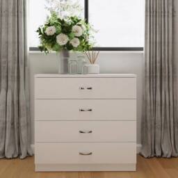 KORVIXA 4 Drawer Chest Of Drawers Matt White Scratch - Size: 100 cm x 100 cm - thumbnail 4