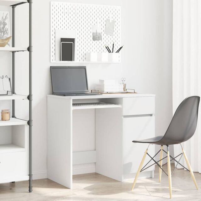 Berkfield Home Desk White 86x49x76 cm Engineered Wood - Size: 86 x 49 x 76 cm - image 1