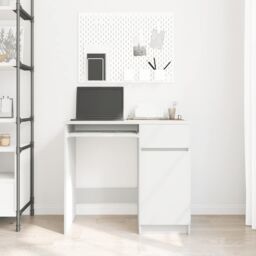 Berkfield Home Desk White 86x49x76 cm Engineered Wood - Size: 86 x 49 x 76 cm - thumbnail 3