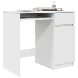 Berkfield Home Desk White 86x49x76 cm Engineered Wood - Size: 86 x 49 x 76 cm - thumbnail 4