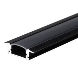 ENER-J 24.5x6.85mm Aluminium LED Channel with PC Cover 2m (4) in Black - thumbnail 1