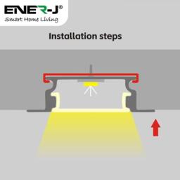 ENER-J 24.5x6.85mm Aluminium LED Channel with PC Cover 2m (4) in Black - thumbnail 4