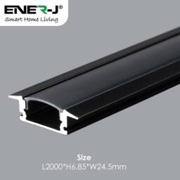 ENER-J 24.5x6.85mm Aluminium LED Channel with PC Cover 2m (4) in Black - thumbnail 2