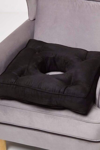 Homescapes Faux Suede Coccyx Cushion in Black - Size: 50 cm x 50 cm - image 1