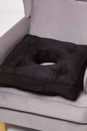 Homescapes Faux Suede Coccyx Cushion in Black - Size: 50 cm x 50 cm - thumbnail 1