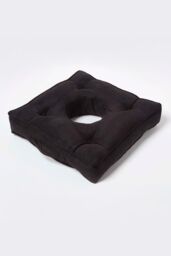 Homescapes Faux Suede Coccyx Cushion in Black - Size: 50 cm x 50 cm - thumbnail 2