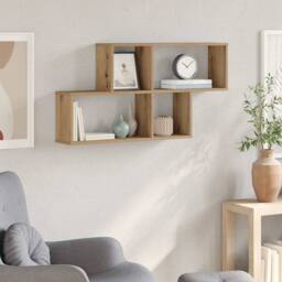 Berkfield Home Wall Shelf Artisan Oak 100x18x53 cm Engineered Wood in Brown - Size: 100 x 18 x 53 cm - thumbnail 1