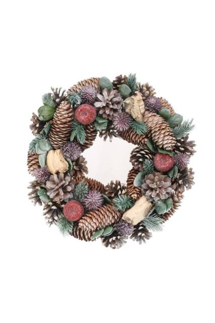 KDMD Green Lilac Pine Cone & Apple Wreath 30cm - image 1