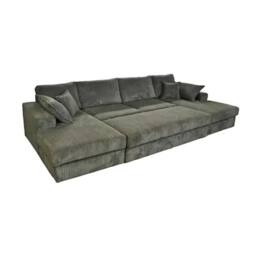 SNUG FURNITURE BIRMINGHAM LTD Large Spacious Double Corner Sofa With Footstool Jumbo Cord in Grey - thumbnail 2