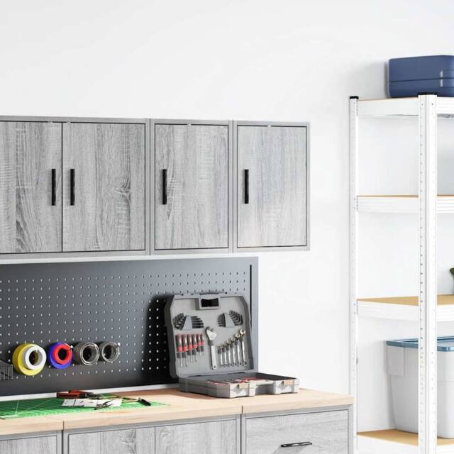 Berkfield Home Durable Garage Wall Cabinets 2 pcs Grey Sonoma Engineered Wood - image 1