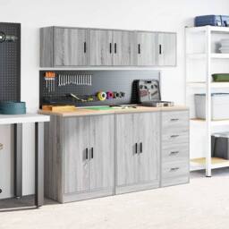 Berkfield Home Durable Garage Wall Cabinets 2 pcs Grey Sonoma Engineered Wood - thumbnail 4