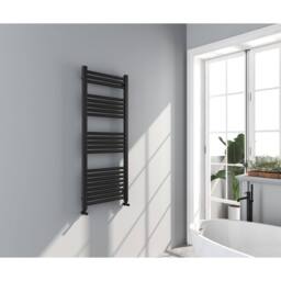 Bathroom Kingdom Omata Black Straight Heated Towel Rail 1200x500mm - thumbnail 1