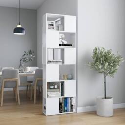 Berkfield Home Book Cabinet Room Divider White 60x24x186 cm - Size: 60 x 24 x 186 cm - thumbnail 2