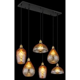 Netlighting Salvy Cluster Pendant Matt Black Amber Glass Shade 6x E27 - thumbnail 5
