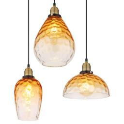 Netlighting Salvy Cluster Pendant Matt Black Amber Glass Shade 6x E27 - thumbnail 3