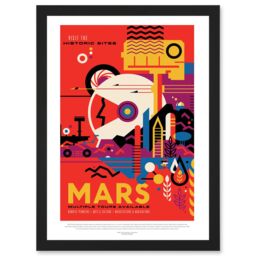 Artery8 NASA Space Travel Advert Mars Historic Sites Artwork Framed Wall Art Print A4 in Black - thumbnail 1