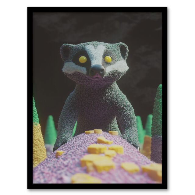 "Artery8 Badger Forest Maquette Photography Art Framed Art Print in Grey - Size: W12"" x H16""" - image 1