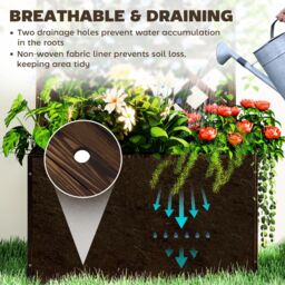 OUTSUNNY Wooden Planter with Trellis & Drainage Holes in Tan - thumbnail 6