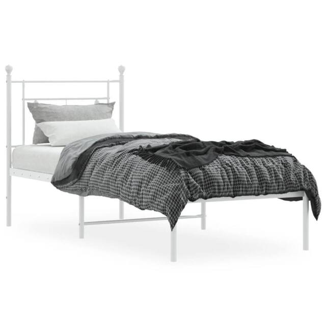 Berkfield Home Metal Bed Frame without Mattress with Headboard White 80x200cm - Size: 80x200 cm - image 1