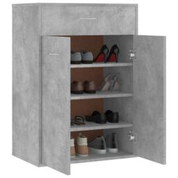 Berkfield Home Shoe Cabinet Concrete Grey 60x35x84 cm Engineered Wood - Size: 60 x 35 x 84 cm - thumbnail 4