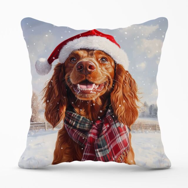 Warren Reed - Designer Christmas Irish Setter Cushion in Brown - Size: 60 cm x 60 cm - image 1