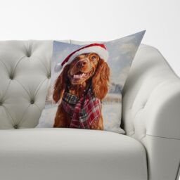 Warren Reed - Designer Christmas Irish Setter Cushion in Brown - Size: 60 cm x 60 cm - thumbnail 3