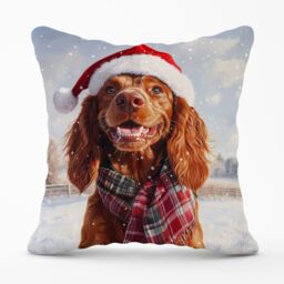 Warren Reed - Designer Christmas Irish Setter Cushion in Brown - Size: 60 cm x 60 cm - thumbnail 1