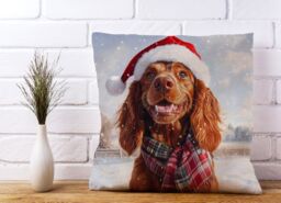 Warren Reed - Designer Christmas Irish Setter Cushion in Brown - Size: 60 cm x 60 cm - thumbnail 2