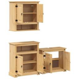 Berkfield Home 3 Piece Bathroom Furniture Set Corona Solid Wood Pine in Brown - thumbnail 4