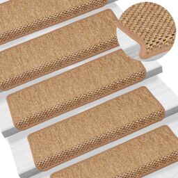 Berkfield Home Stair Mats Self-adhesive Sisal-Look 15 pcs 65x21x4 cm Orange - Size: Medium - thumbnail 1