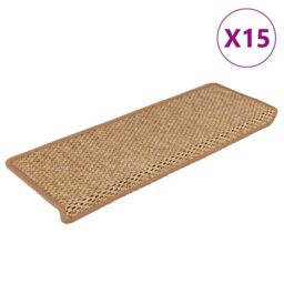 Berkfield Home Stair Mats Self-adhesive Sisal-Look 15 pcs 65x21x4 cm Orange - Size: Medium - thumbnail 2