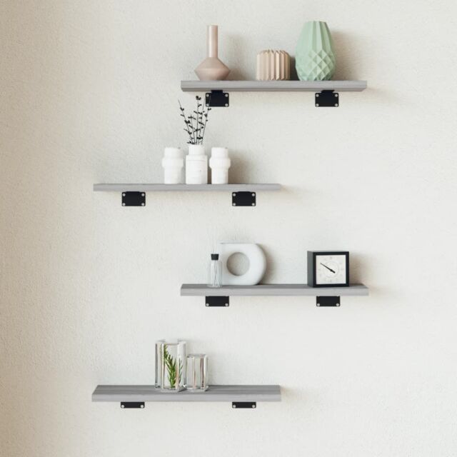 Berkfield Home Wall Shelves 4 pcs Grey Sonoma 40x10x1.5 cm Engineered Wood - image 1