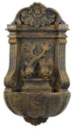 Primrose Verdigris 'Cat & Fish' Wall Fountain Water Feature Verdi Aged 86cm in Bronze - thumbnail 6