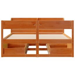 Berkfield Home Bed Frame without Mattress Wax Brown 150x200 cm King Size Solid Wood Pine - thumbnail 4