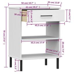 Berkfield Home Beautiful Console Cabinet with Metal Legs White Solid Wood Pine OSLO - thumbnail 8