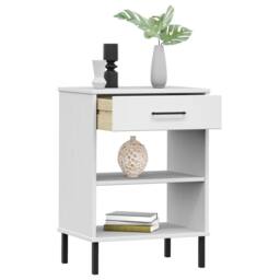 Berkfield Home Beautiful Console Cabinet with Metal Legs White Solid Wood Pine OSLO